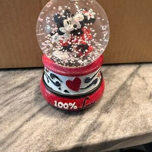 Disney Mickey & Minnie Snow Globe – “100% Love” – Valentine Romantic Decor